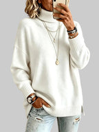 Monica - Women’s Drop Shoulder Knit Pullover with Roll Neck 2