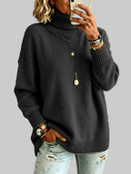 Monica - Women’s Drop Shoulder Knit Pullover with Roll Neck 4