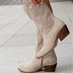 Nancy - Women’s Perforated Block Heel Ankle Boots 8