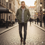 Nash - Men's Zip-Front Utility Jacket with Structured Collar