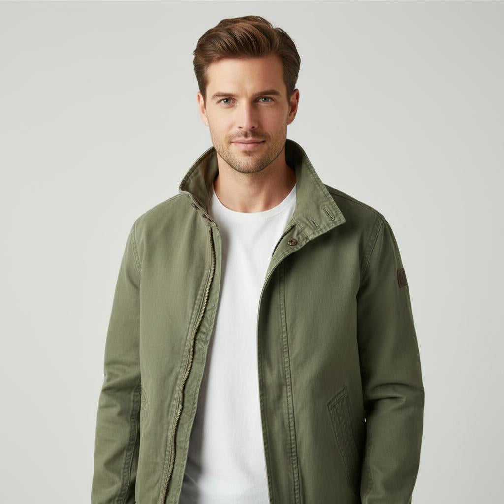 Nash - Men's Zip-Front Utility Jacket with Structured Collar