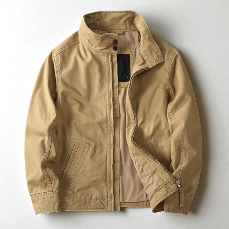Nash - Men's Zip-Front Utility Jacket with Structured Collar