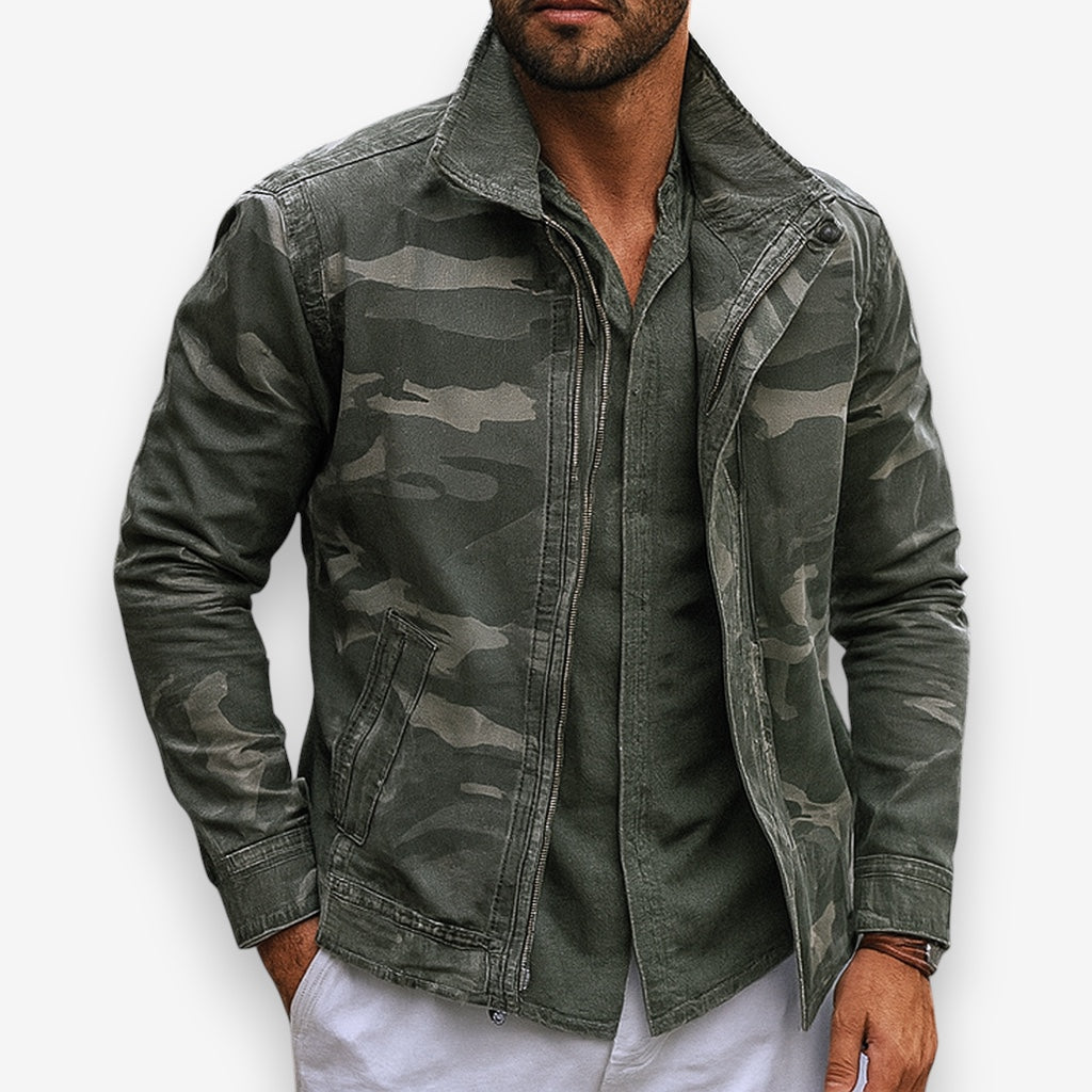Nash - Men's Zip-Front Utility Jacket with Structured Collar