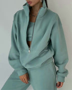 Natalia - Women's Oversized Half-Zip Pullover & High-Waisted Joggers Set