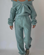 Natalia - Women's Oversized Half-Zip Pullover & High-Waisted Joggers Set