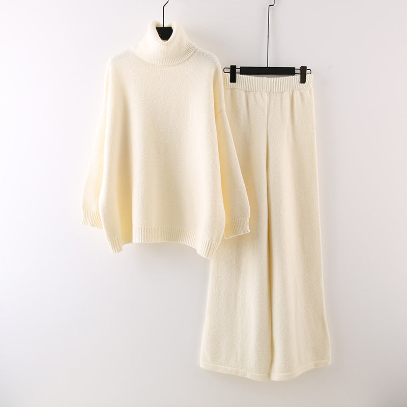 Natalie - Women's Turtleneck Sweater & Wide-Leg Pants Set 1