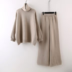 Natalie - Women's Turtleneck Sweater & Wide-Leg Pants Set 2