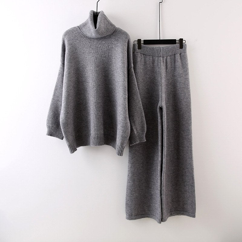 Natalie - Women's Turtleneck Sweater & Wide-Leg Pants Set 3