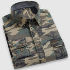 Nelson - Men's Camouflage Button-Front Shirt with Notch Collar