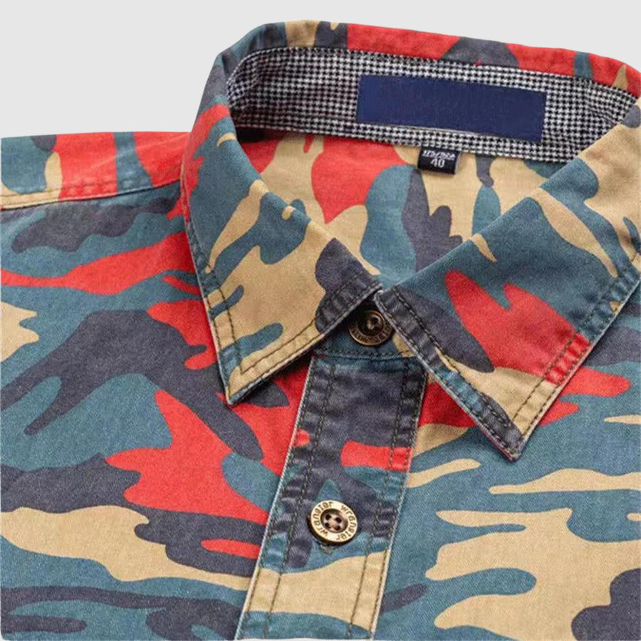 Nelson - Men's Camouflage Button-Front Shirt with Notch Collar