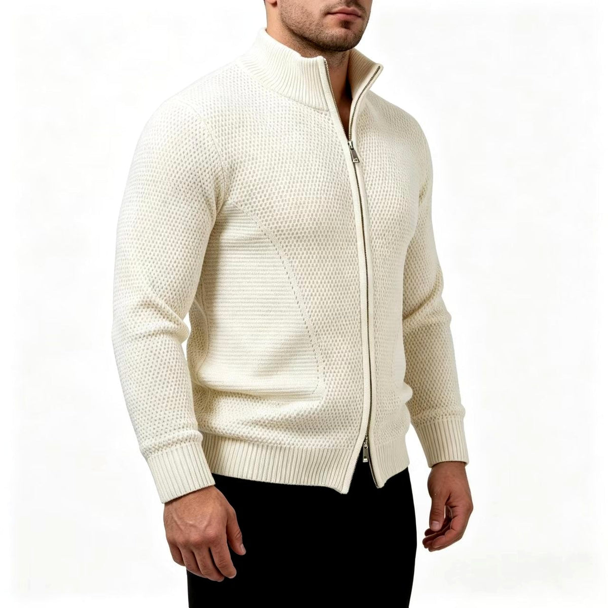 Nicolas - Men's Textured Knit Full-Zip Cardigan 3
