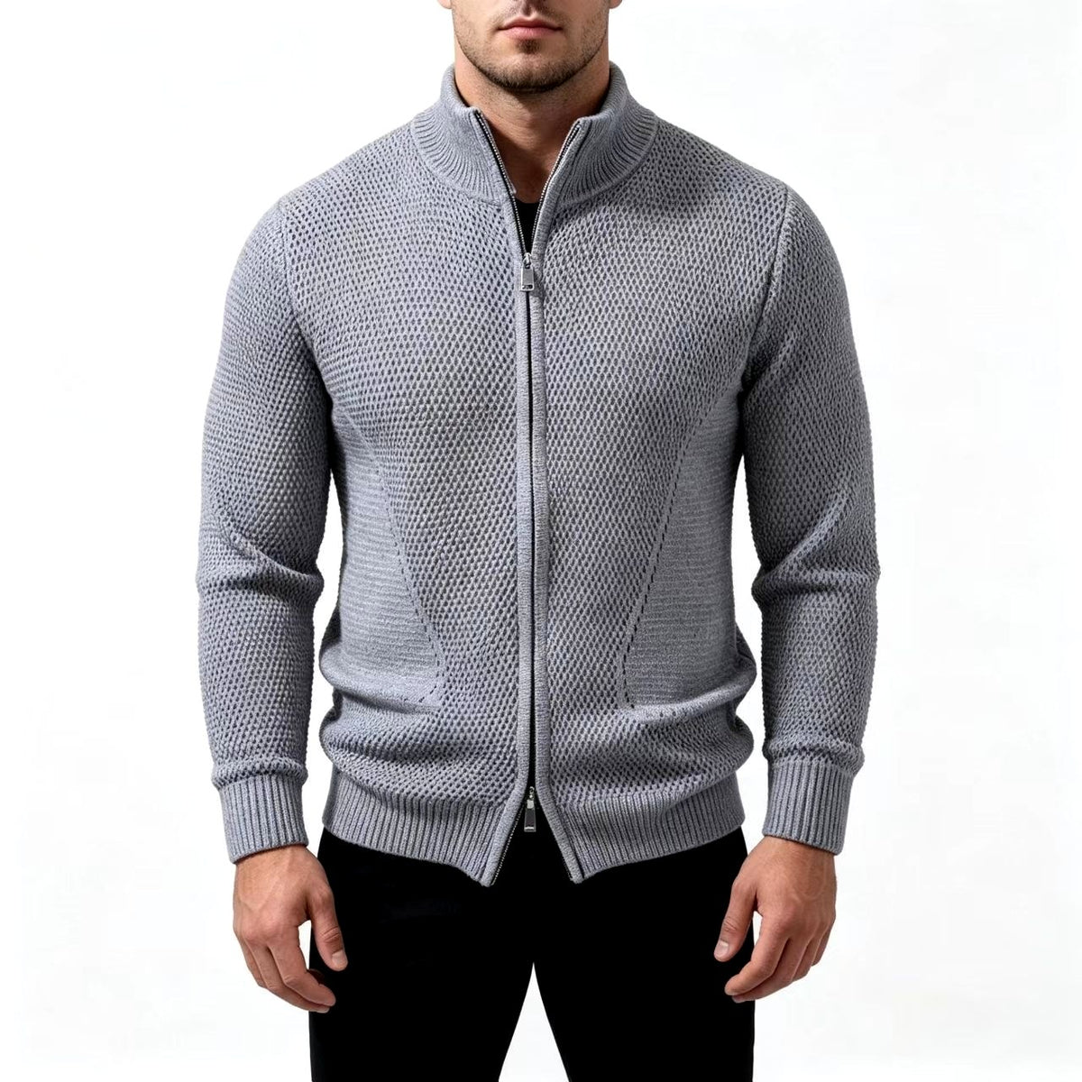 Nicolas - Men's Textured Knit Full-Zip Cardigan 5