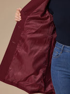 Nicole - Women's Button-Front A-Line Wool Coat with Notch Collar