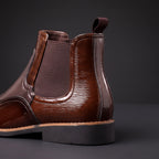 Noah - Men's Patent Chelsea Boots with Stretch Side Panels