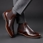 Noah - Men's Patent Chelsea Boots with Stretch Side Panels