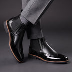 Noah - Men's Patent Chelsea Boots with Stretch Side Panels