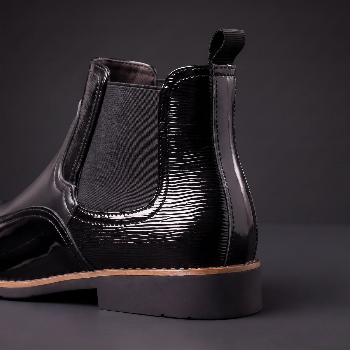 Noah - Men's Patent Chelsea Boots with Stretch Side Panels