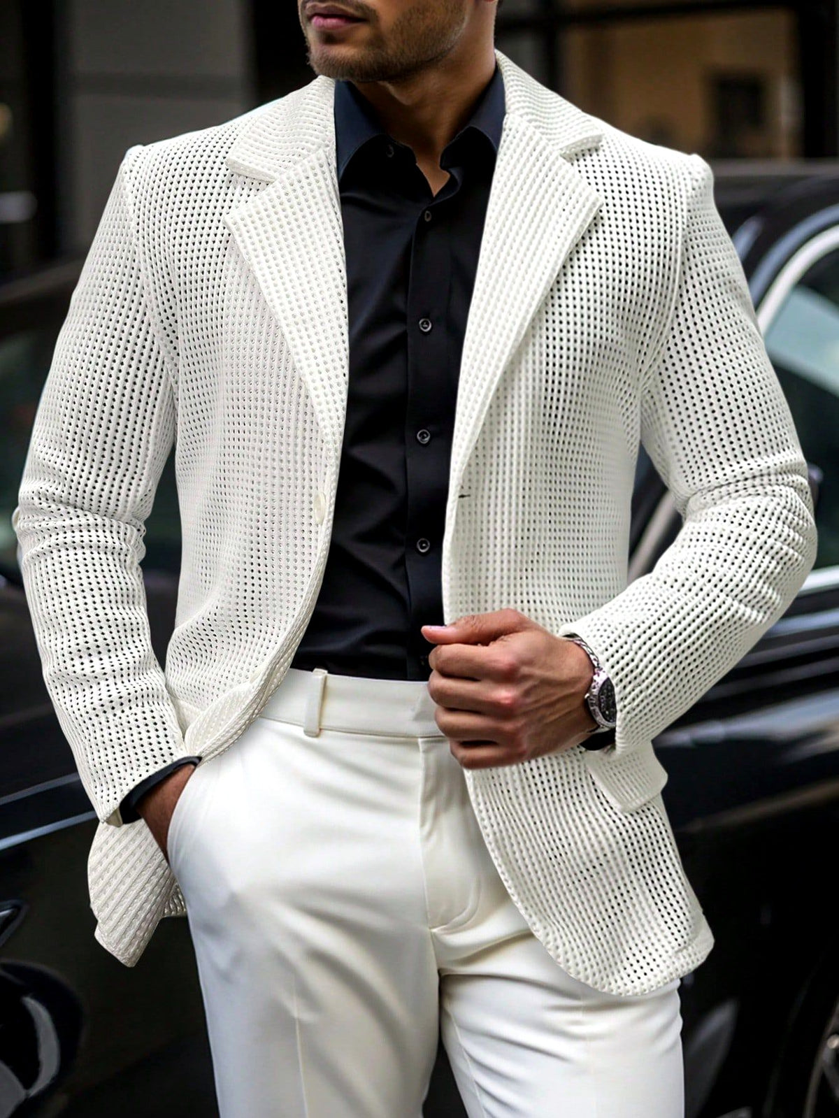 Nolan - Men's Breathable Open-Weave Single-Breasted Blazer 2