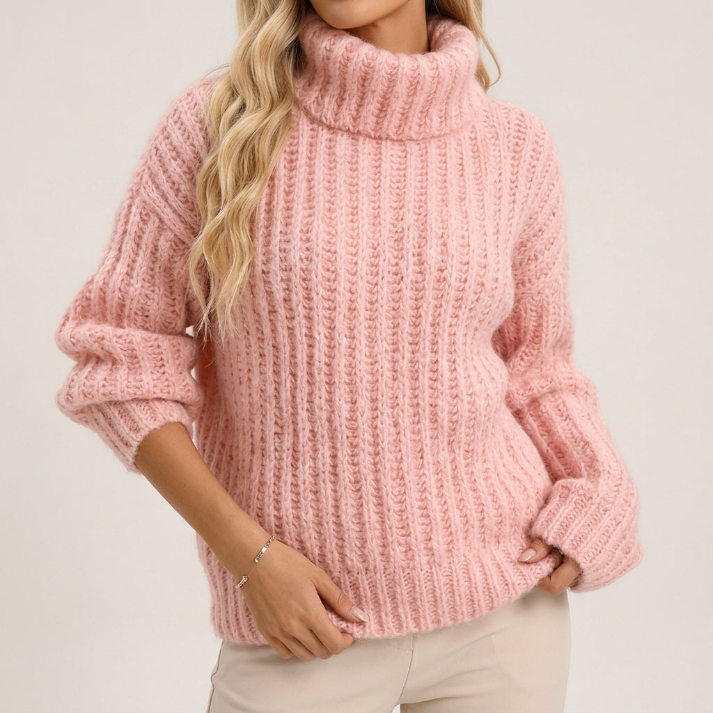 Nora - Women's Chunky Ribbed Turtleneck Sweater