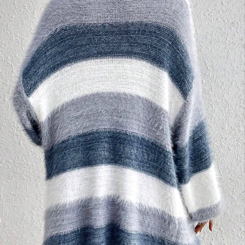 Nora - Women’s Fuzzy Striped Knit Cardigan 4
