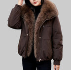 Octavia - Women’s Zip-Up Jacket with Faux Fur Lapels