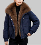 Octavia - Women’s Zip-Up Jacket with Faux Fur Lapels
