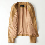 Olivia - Women's Single-Button Leather Blazer with Notch Lapels