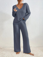 Piper - Women's Ribbed Knit Two-Piece Loungewear Set