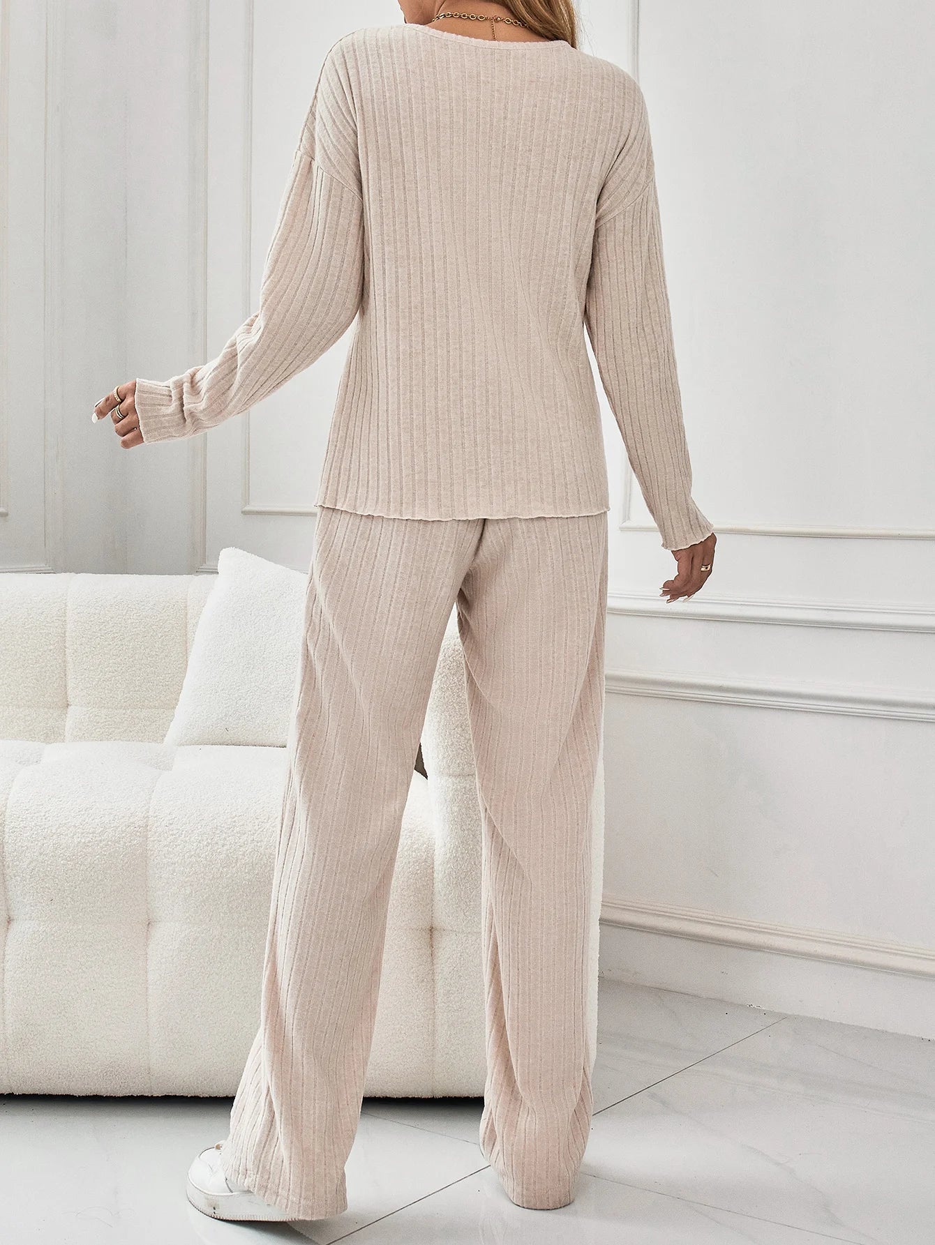 Piper - Women's Ribbed Knit Two-Piece Loungewear Set