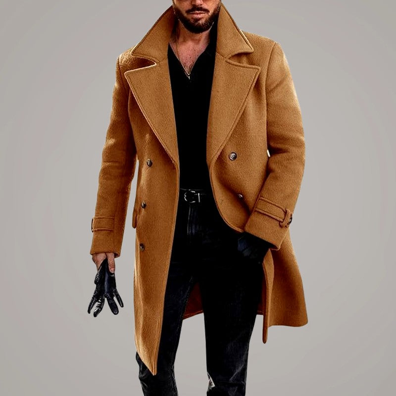 Preston - Men's Double-Breasted Wide-Lapel Long Coat 3