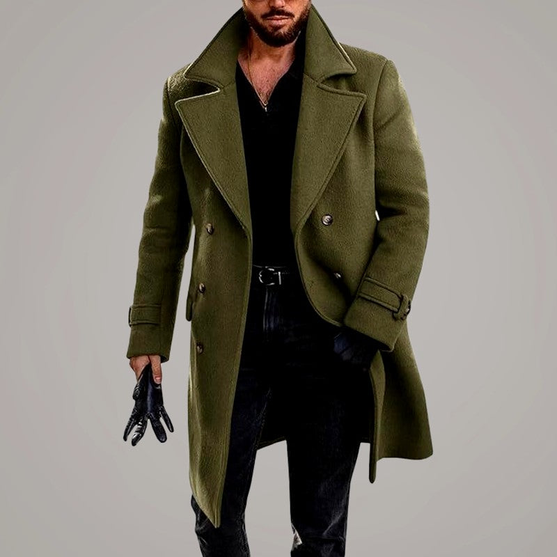 Preston - Men's Double-Breasted Wide-Lapel Long Coat 5