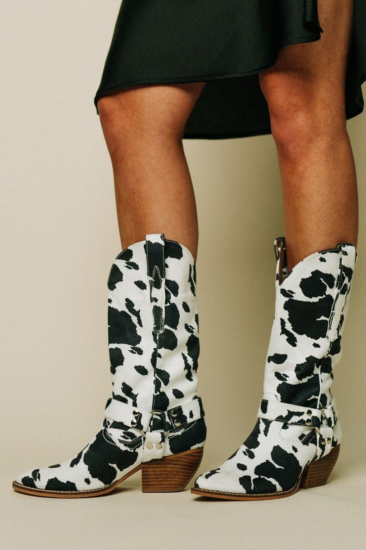 Quinlan - Women's Cow Print Western Boots
