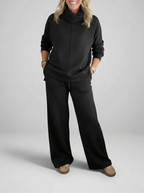 Quinley - Women's Turtleneck Pullover and Wide-Leg Pants Set