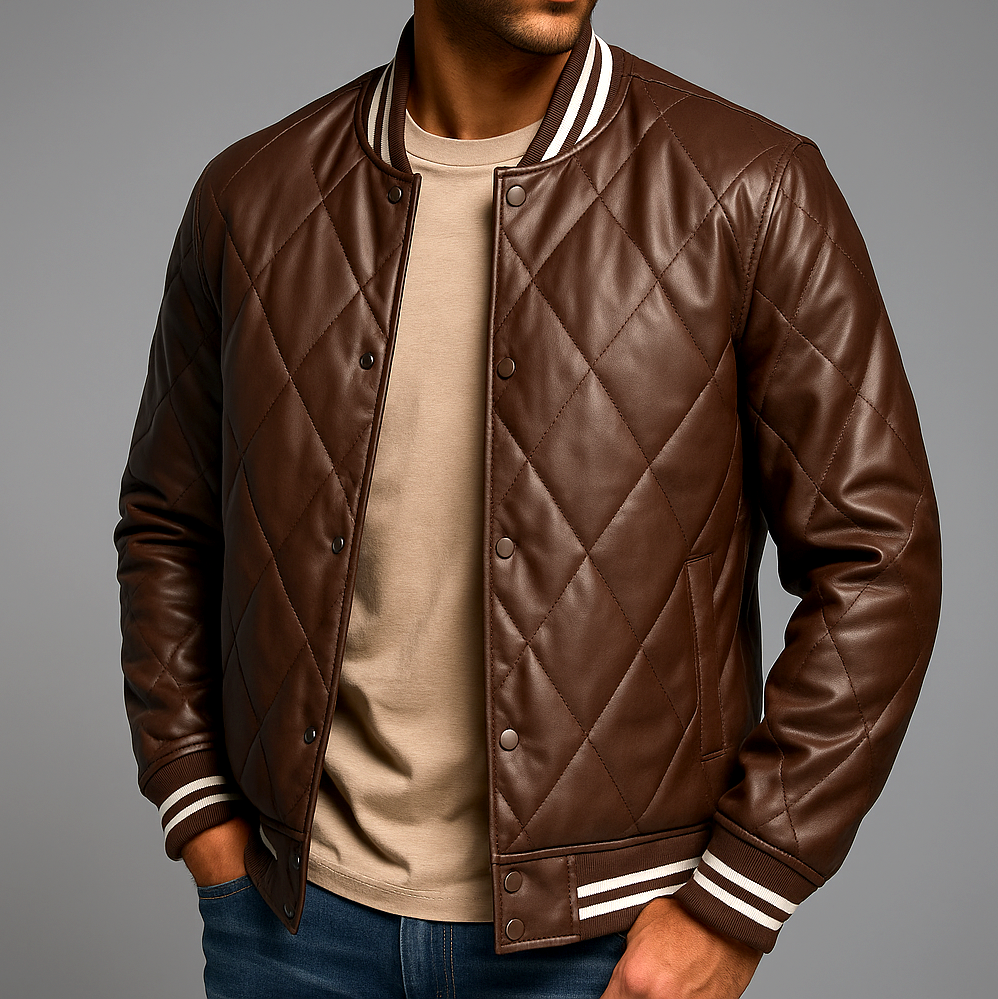Raphael - Men's Quilted Leather Bomber Jacket
