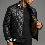Raphael - Men's Quilted Leather Bomber Jacket