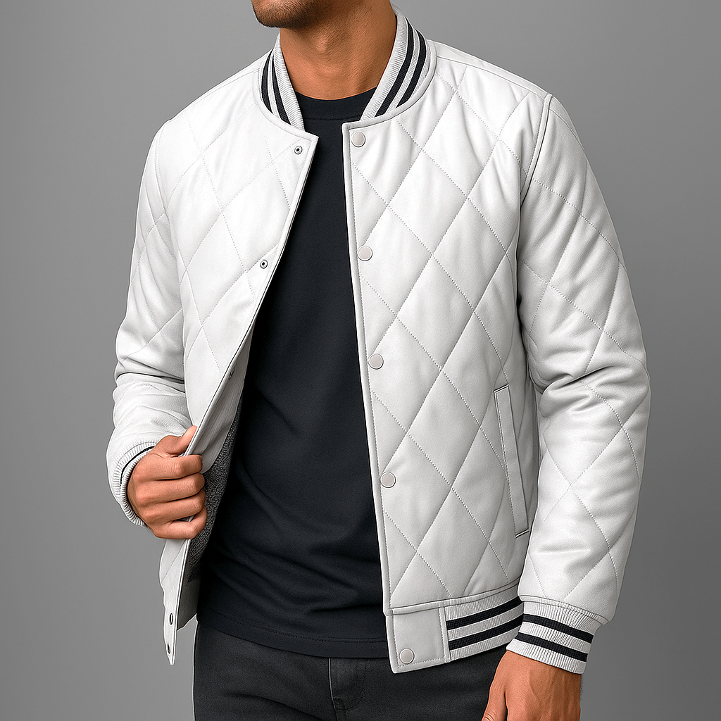 Raphael - Men's Quilted Leather Bomber Jacket