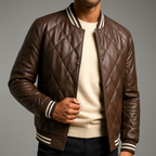 Raphael - Men's Quilted Leather Bomber Jacket