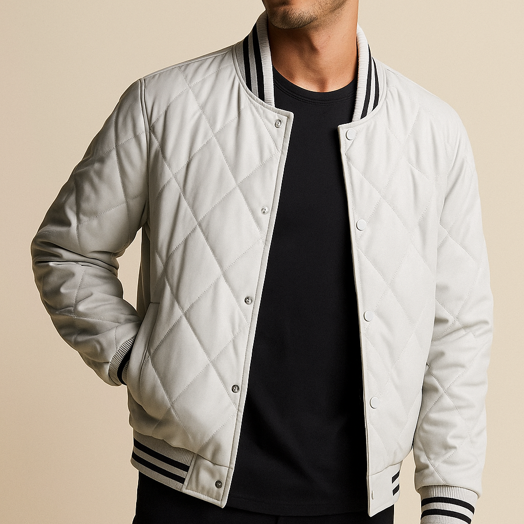 Raphael - Men's Quilted Leather Bomber Jacket