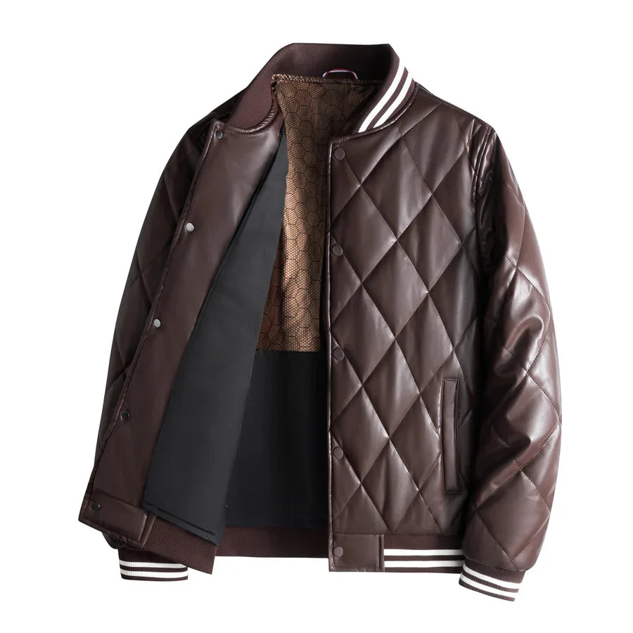 Raphael - Men's Quilted Leather Bomber Jacket