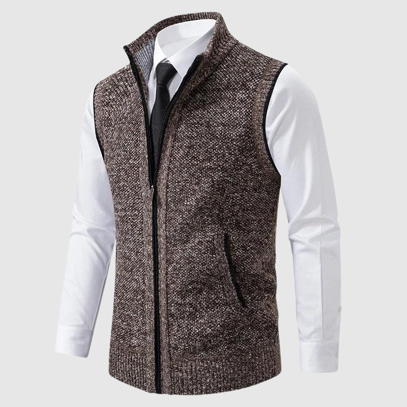 Raven - Men's Knit Zip-Up Turn-Down Sweater Vest 2