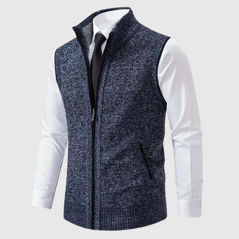 Raven - Men's Knit Zip-Up Turn-Down Sweater Vest 3