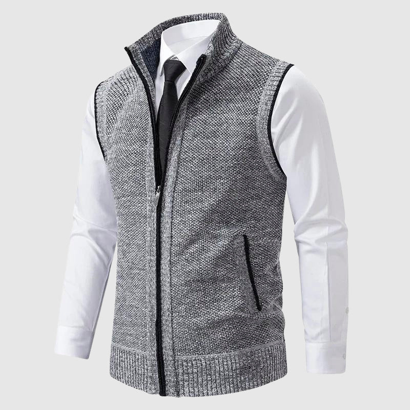 Raven - Men's Knit Zip-Up Turn-Down Sweater Vest 4