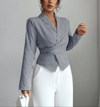 Reign - Women’s Fitted Wrap Style Blouse with Asymmetric Hem 3