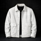 Reuben - Men's Button-Front Leather Jacket with Flap Pockets