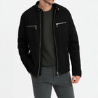 Robert - Men's Stand Collar Zip-Up Jacket with Snap Button 1