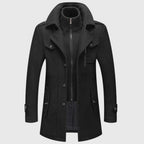 Rohan - Men's Wool-Blend Coat with Stand Collar and Zip Closure