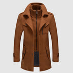 Rohan - Men's Wool-Blend Coat with Stand Collar and Zip Closure