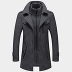 Rohan - Men's Wool-Blend Coat with Stand Collar and Zip Closure