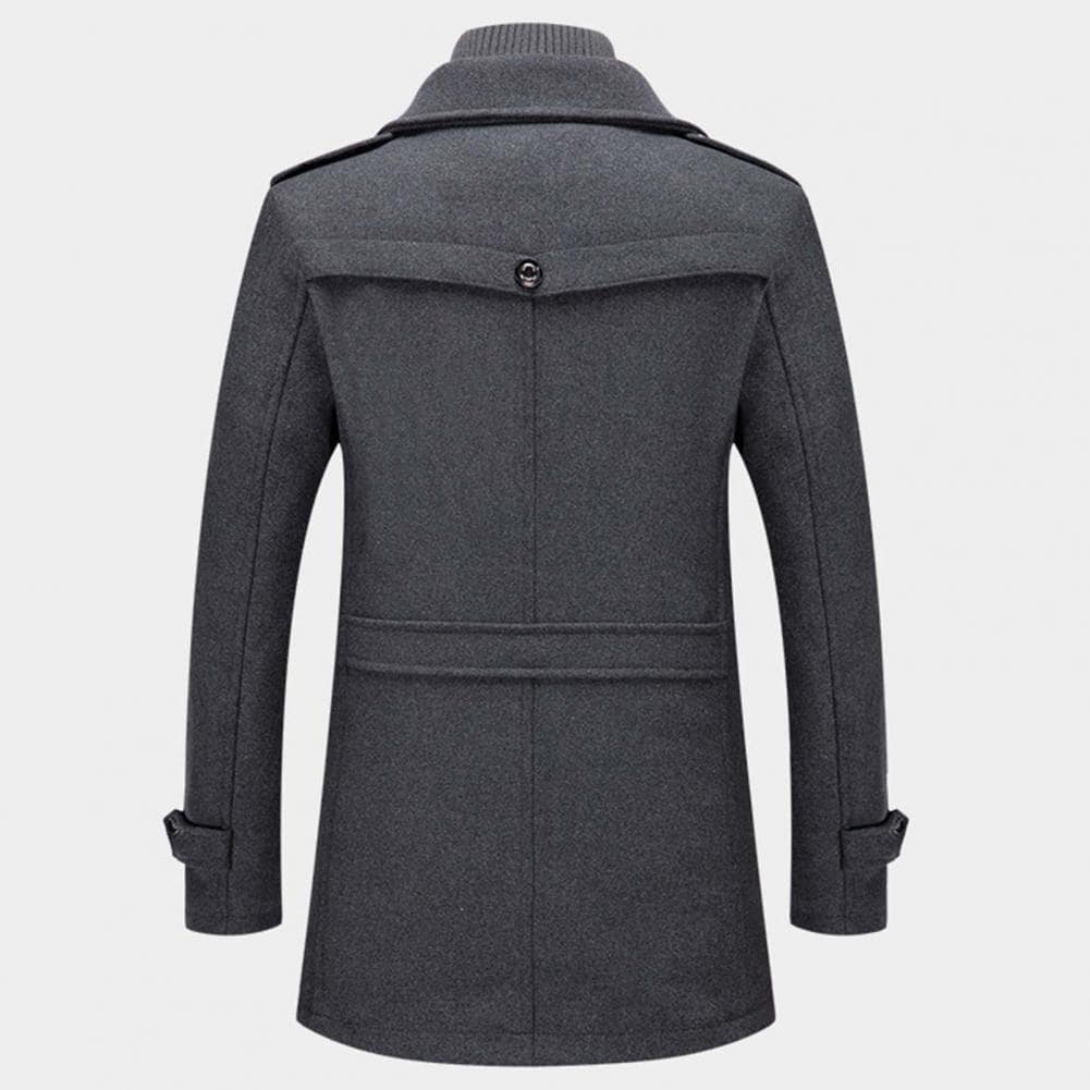 Rohan - Men's Wool-Blend Coat with Stand Collar and Zip Closure