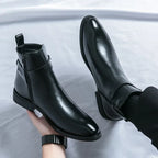 Ronan - Men's Side-Zip Chelsea Boots with Block Heel
